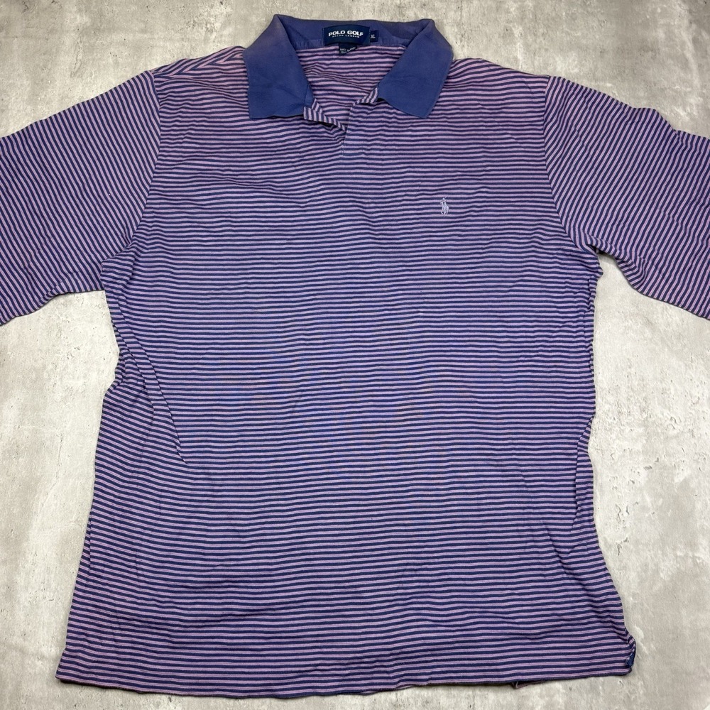 Vintage Polo Golf Ralph Lauren Short Sleeve Polo Shirt Striped Size XL Pink Blue